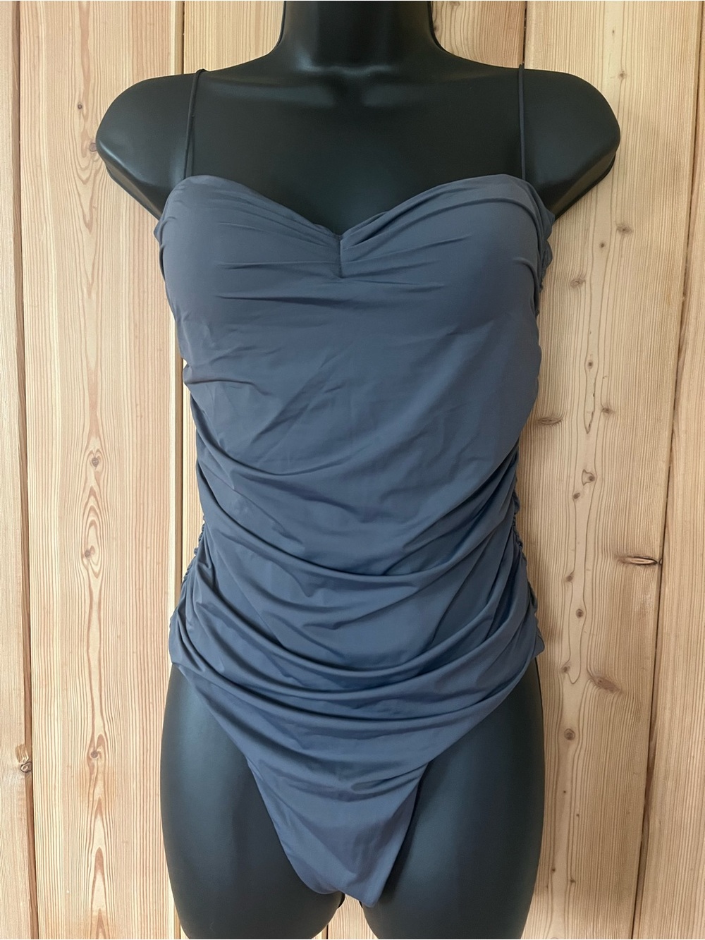 Ruched Slate Gray Babaton Bodysuit